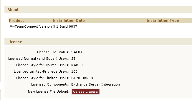 Admin Settings - About Page for Version and License Key Information