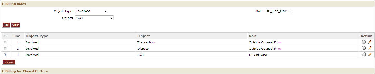 Setting E-Billing Roles for Automatic Generation