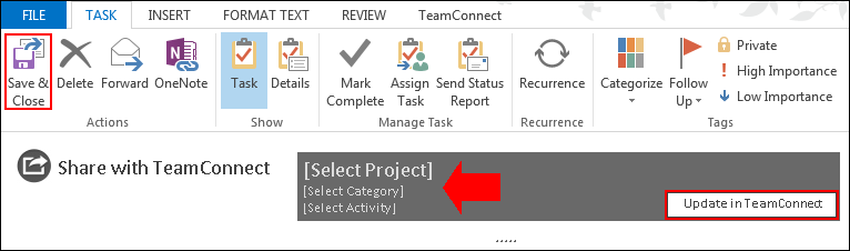 Updating Tasks in TeamConnect