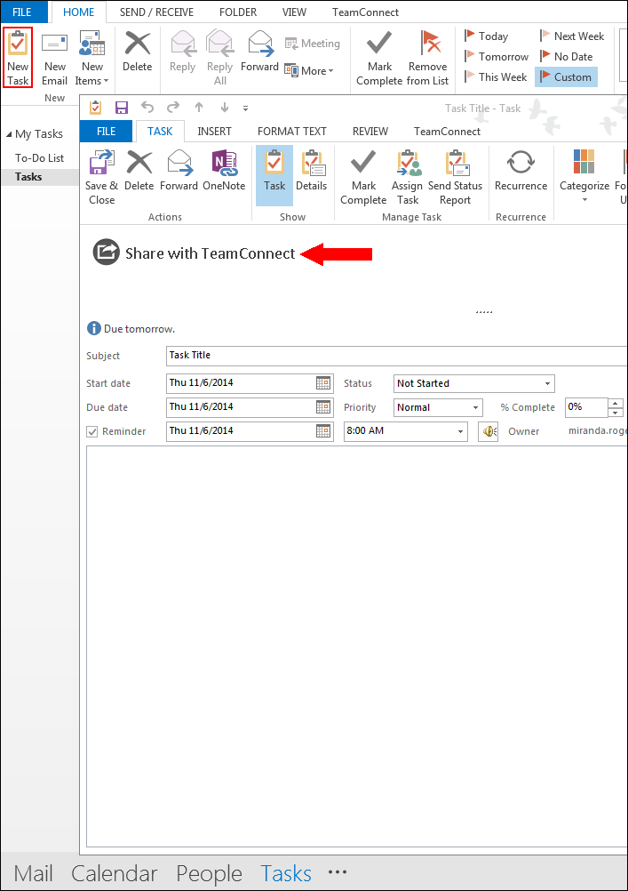 Creating a New Task