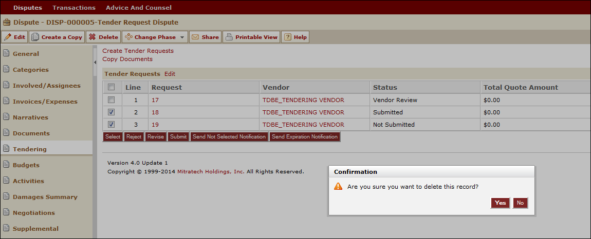 Delete Request Confirmation