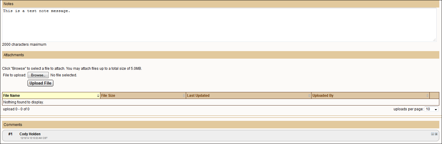 Notes, Comments, and File Uploads