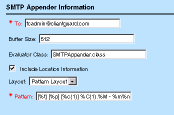 SMTP Appender Information SMTP Appender Information