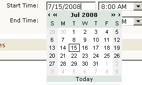Calendar Pop-up Window
