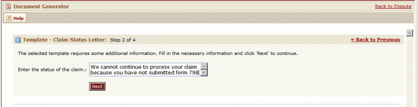 Example: Document Generator - Input Page - Single Scrollable Text Field