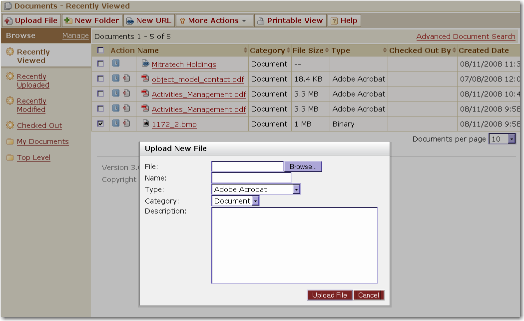 Upload New File Window