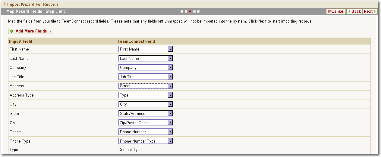 Data Import Tool, Map Record Files Page Data Import Tool, Map Record Files Page