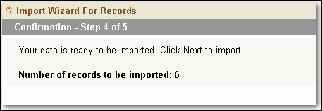 Import Conformation Page Import Conformation Page