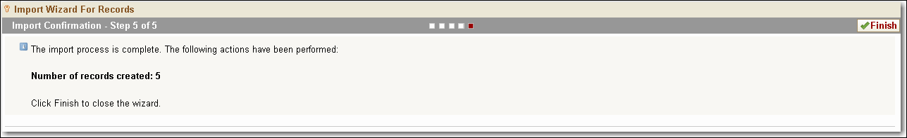 Wizard Confirmation Page Wizard Confirmation Page