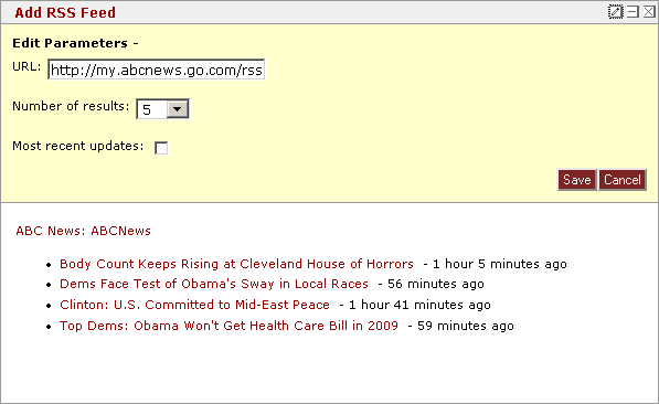Edit Custom Content Parameters Window