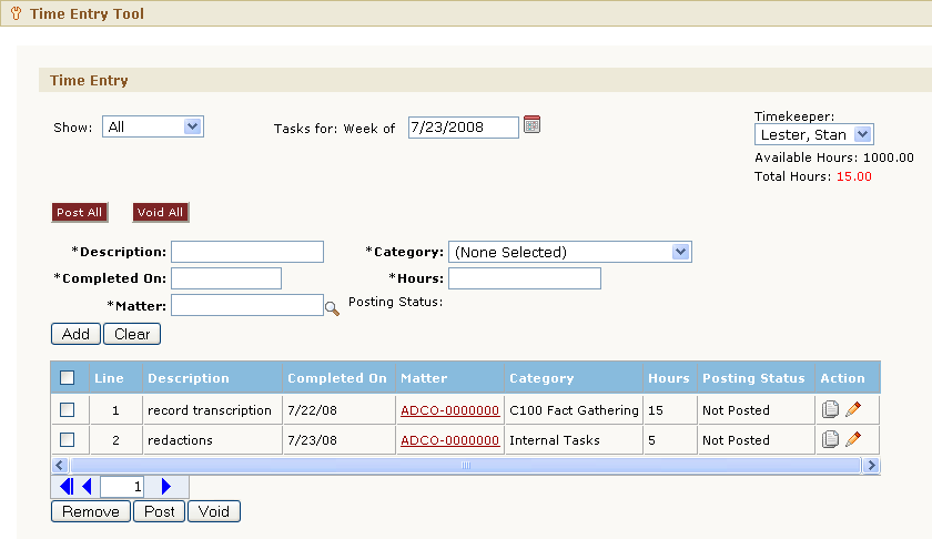 Time Entry Tool Time Entry Tool