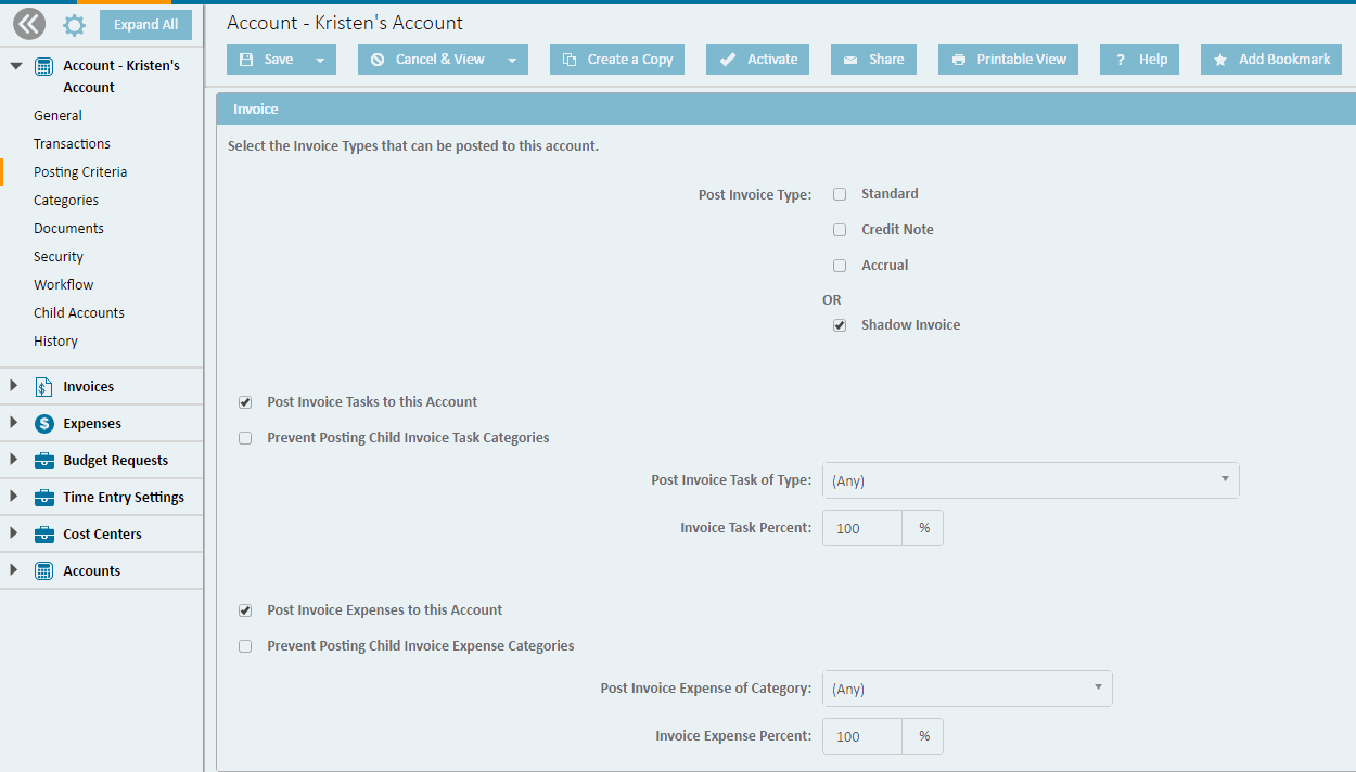 Creating A Shadow Invoice