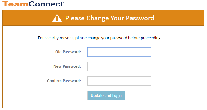 Change Your Password Window