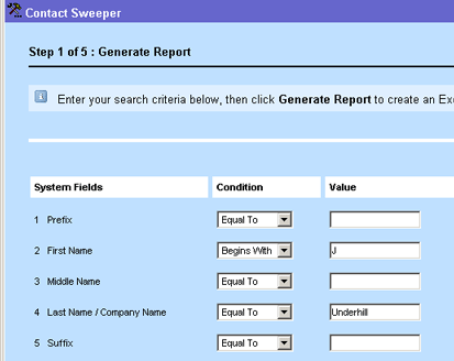 Generate Report Interface (1 of 2)