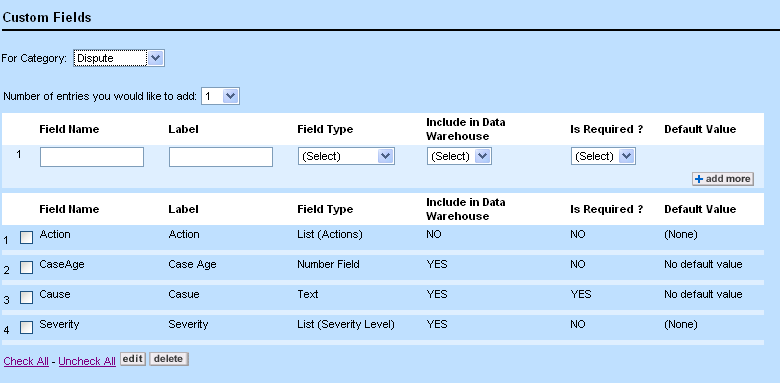 Custom Fields Tab