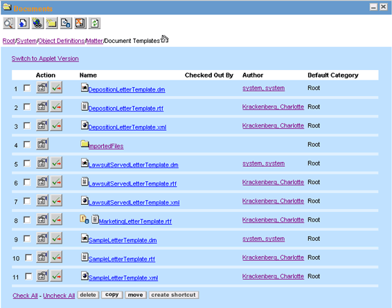 Document Templates Folder Example