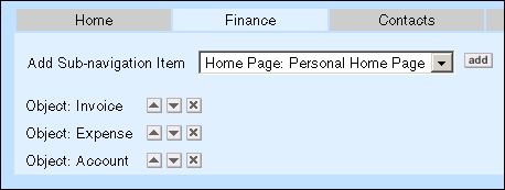 Controls for Repositioning, Deleting, and Creating Navigation Items