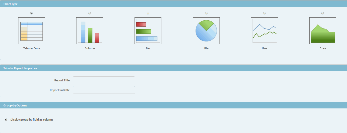 Organizing a Tabular Report by Groups of Data with Results of these Selections