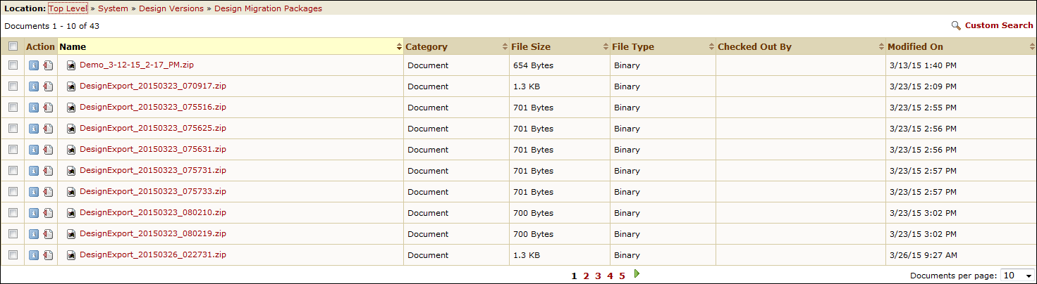 Design Migration Packages Table