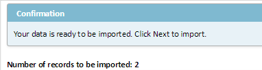 Import Conformation Page