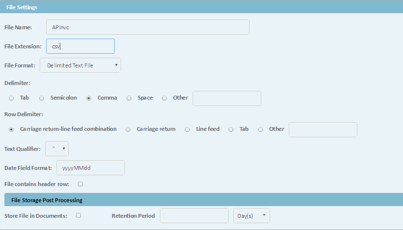 Specifying File Settings for a Delimited Text Output File