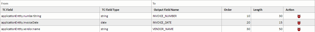 Example of Mapping Fields on the Output Page