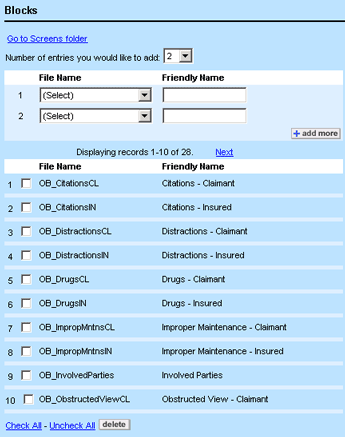 Custom Blocks Tab