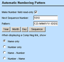 Auto Numbering Pattern Settings