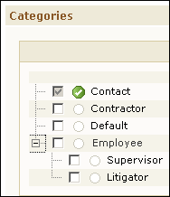 Example: System Object Categories in End-User Interface