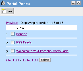 Portal Panes Screen (continued)