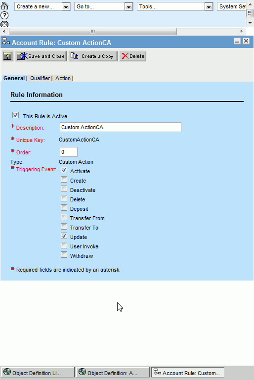 General Tab on Rule Screens