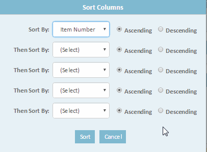 Sort Columns Window