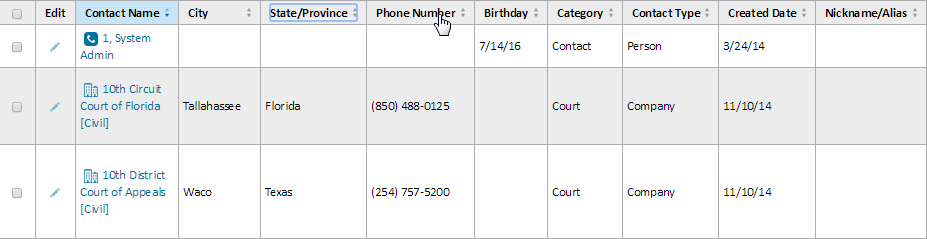 List View - Single Column Sort