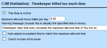 Timekeeper Billed Too Much Time Rule Settings