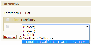 Territory System Lookup Table