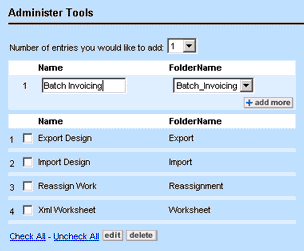 Administer Tools Screen