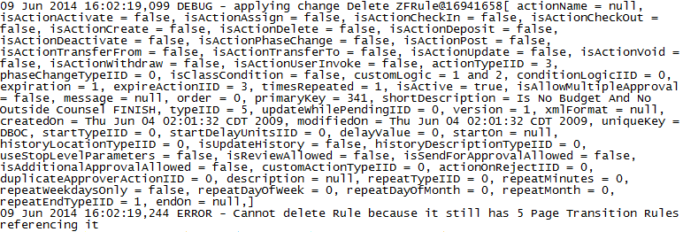 DMT Import Log error message for Installation Failure Example #3